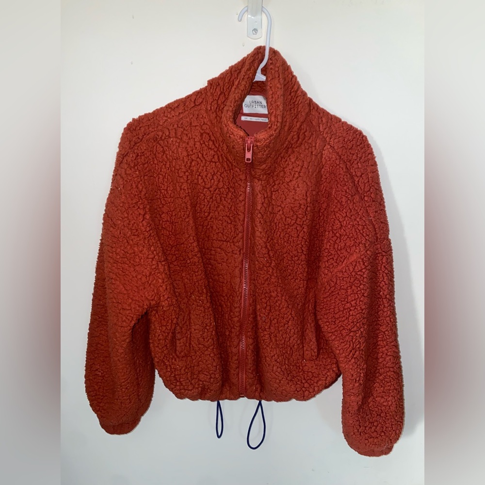 Urban Outfitters Women's Vibrant Orange Teddy Jacket